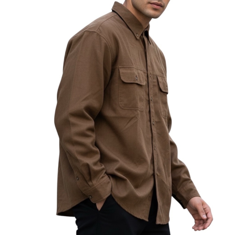 Woodland Trail Shirt Mens XL Soft Brown Long Sleeve Button Up Pockets